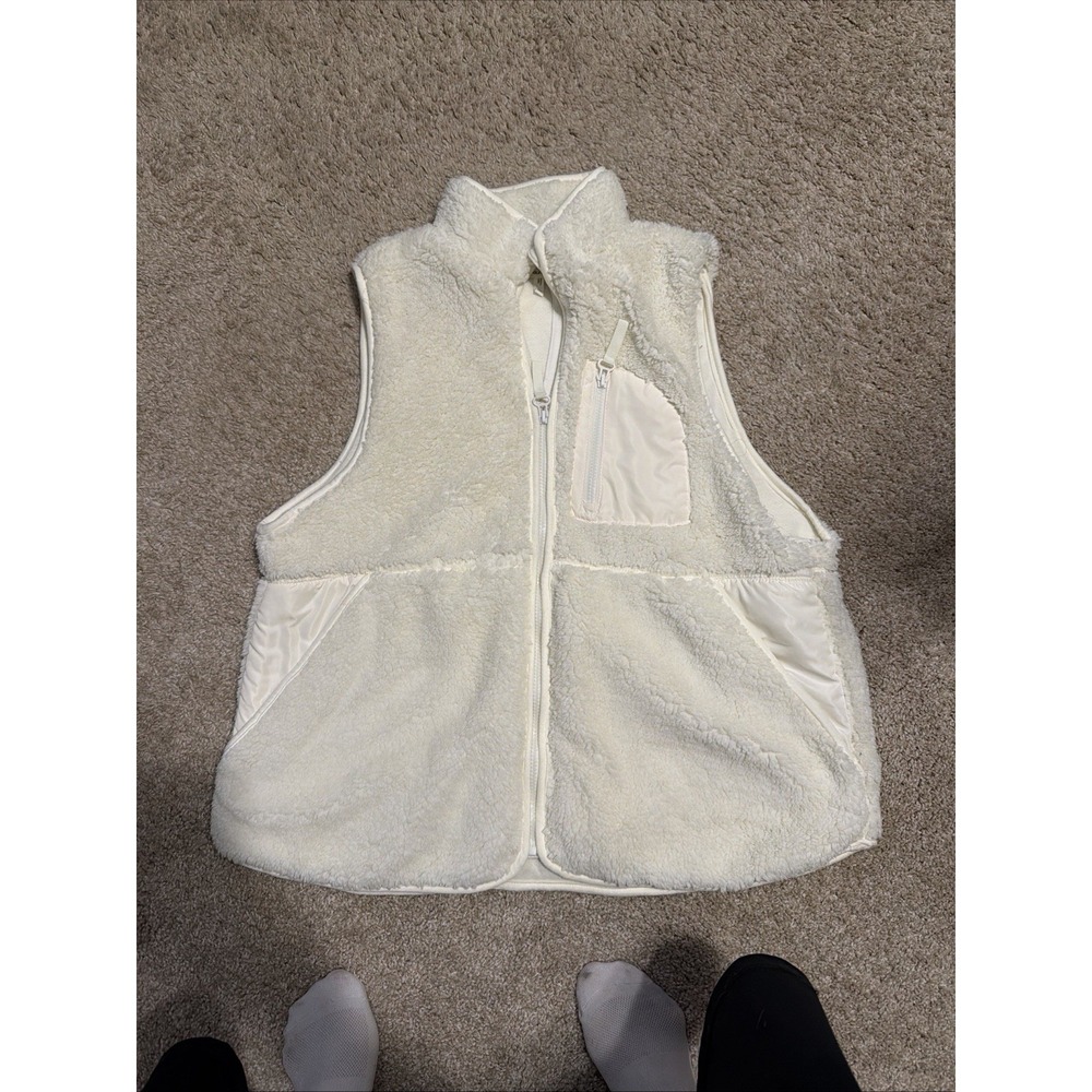 Plus Size Maurice's Cozy Zip Up Vest Size 0X Cream Color Warm Winter Cold Ski
